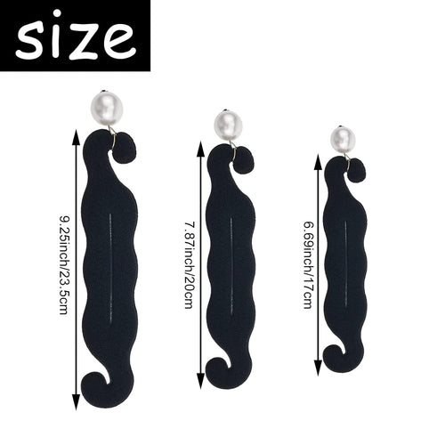 3 PACK Pearl Hair Bun Makers - Lazy Curler Clips, Magic Foam Sponge Donuts for Beauty Hairstyles, Styling Tool Accessories for Women