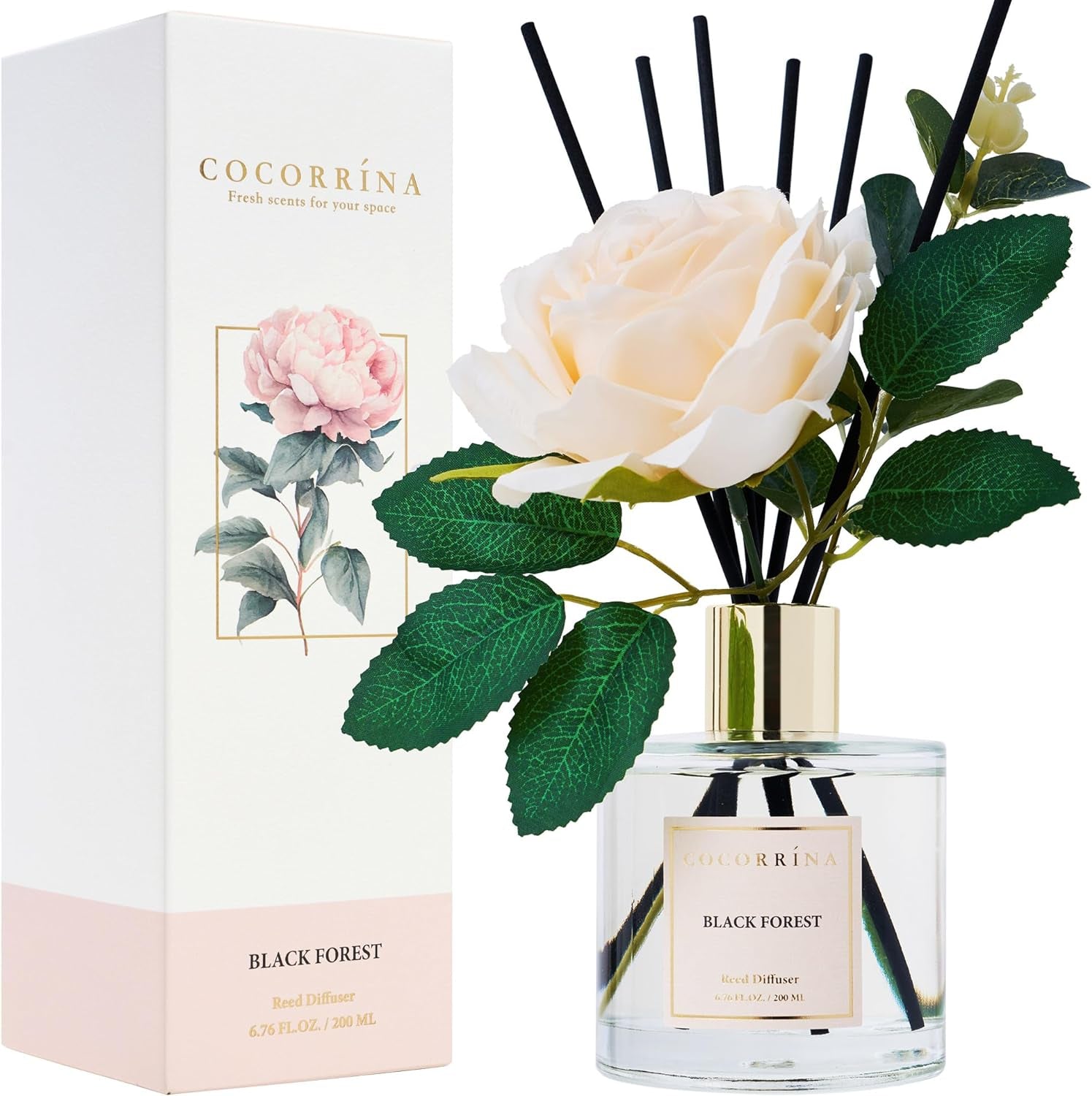 Reed Diffuser Set, Clean Linen 6.7 Fl Oz Scented Diffuser with Sticks Home Fragrance Reed Diffuser for Bathroom Shelf Decor