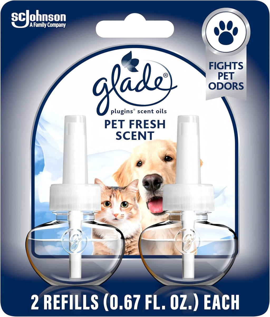 Plugins Refills Air Freshener Starter Kit, Pet Fresh Scent, Scented and Essential Oils for Home and Bathroom, 0.67 Fl Oz, 1 Warmer + 1 Refill