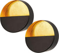 Luxury Metal Wall Candle Sconces – Small Handcrafted Wall-Mounted Tealight Candle Holders with Gold Leaf Interior – Modern & Rustic Home Décor for Living Room, Hallway – 6.5" Black Two Pieces