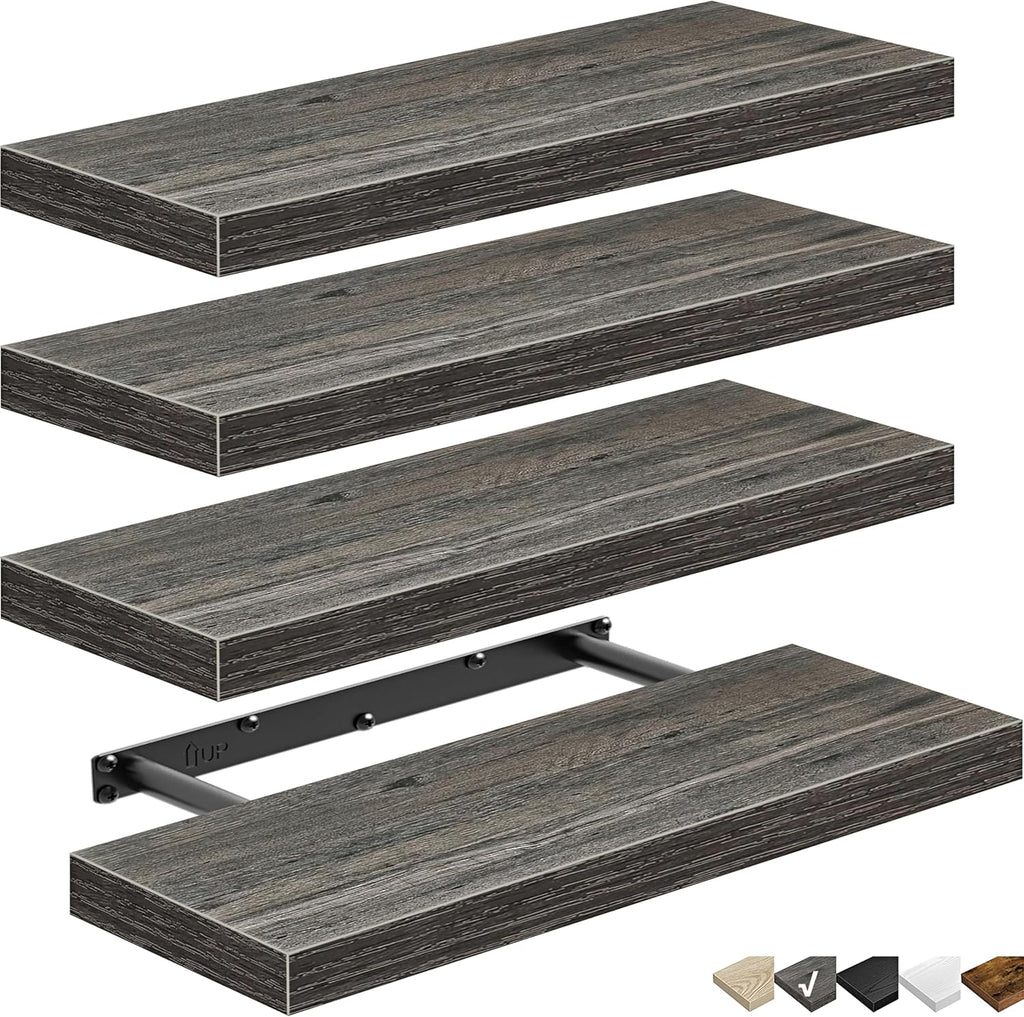 Floating Shelves for Wall Bathroom Shelf Bedroom Kitchen Living Room Hanging Book Shelves Small Farmhouse Decor 16 Inch Set of 3, Rustic Brown (015-BN3)