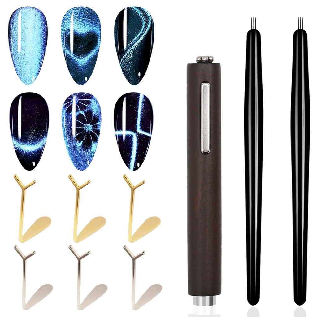 15Pcs Nail Magnet Set Cat Eye Gel Nail Polish Magnet Wand Magnetic Nail Polish Cat Eye Magnet for Nails Cat Eye Magnets Sticks Nail Design Tools Nail Art