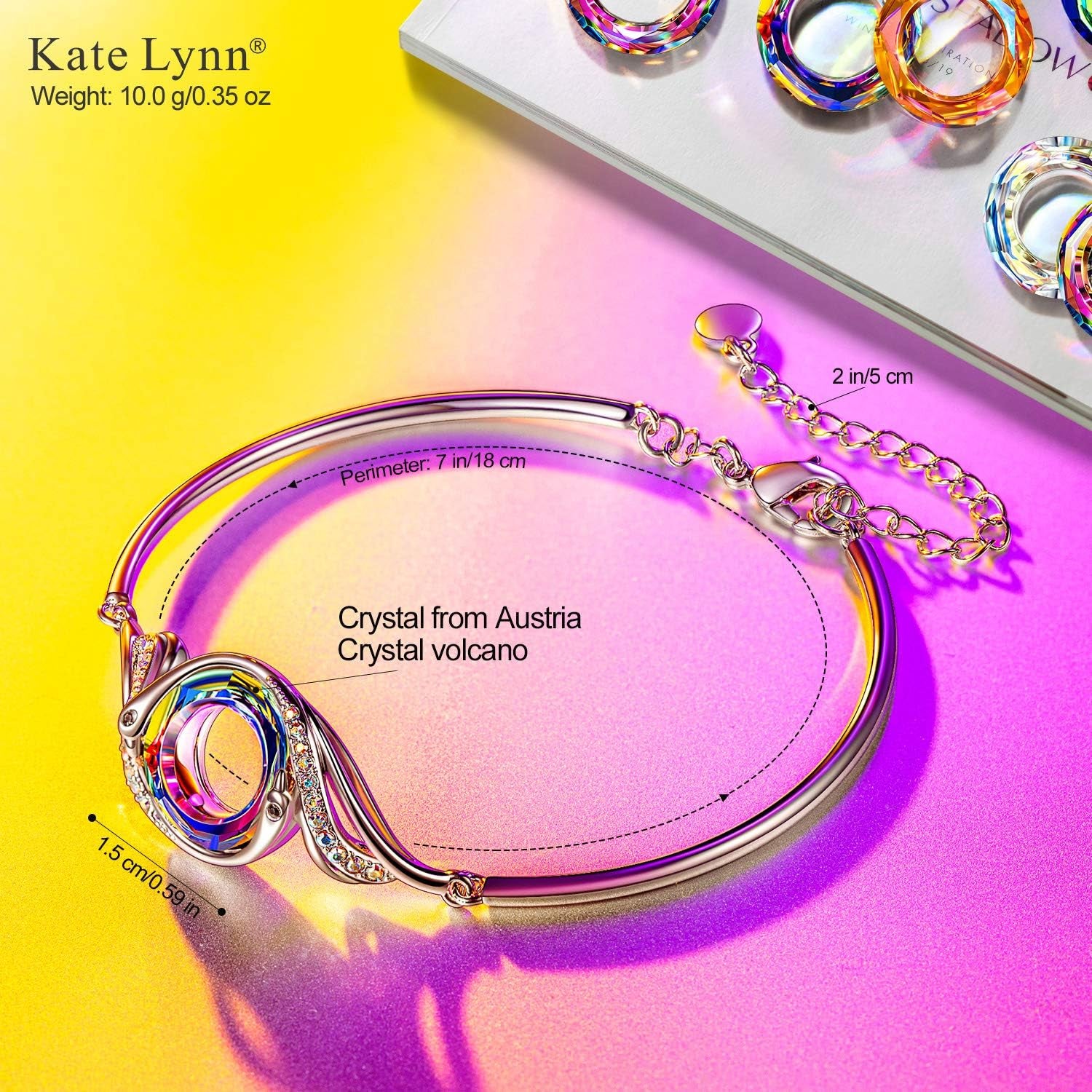 "Rise from the Ashes" Phoenix Bracelet Made with Crystals from Austria, Adjustable Bangle Bracelet for Women 7"+2", Packaged with Jewelry Box, Birthday Gift for Women, Symbol of Luck and Renewal