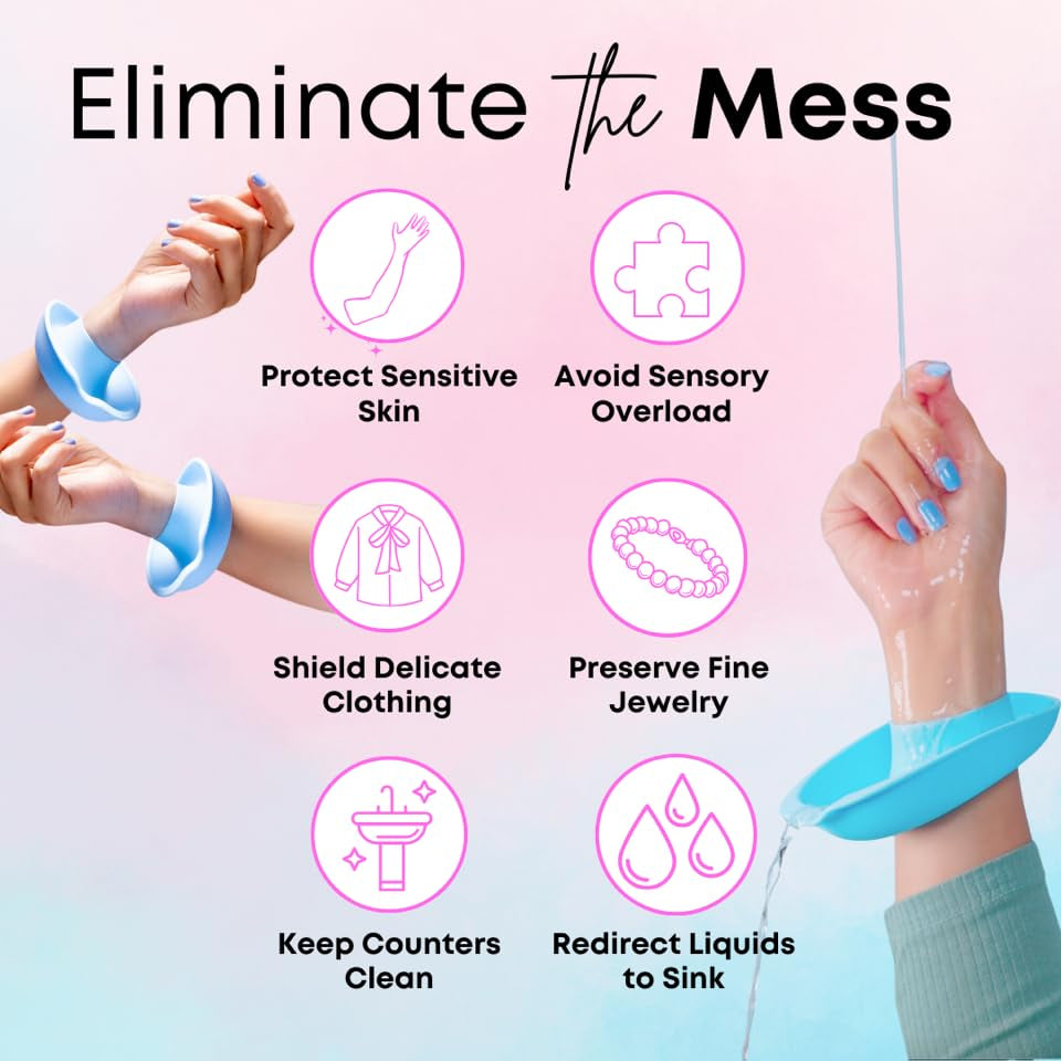 Liquibands Face Washing Wristbands – No More Wet Sleeves - Silicone Spa Bands to Catch Water Drips – Travel Accessory, Esthetician Essential, & Teen Gift for Skincare Routine (Dove Grey, 1 Pair)