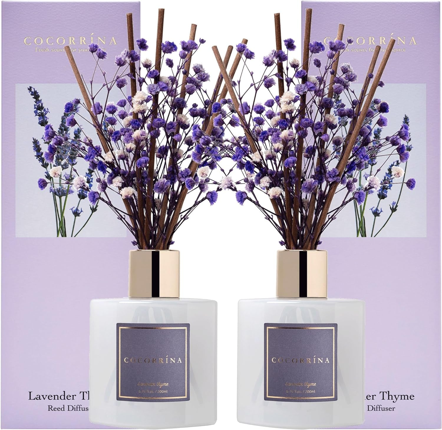 Reed Diffuser Set, Clean Linen 6.7 Fl Oz Scented Diffuser with Sticks Home Fragrance Reed Diffuser for Bathroom Shelf Decor