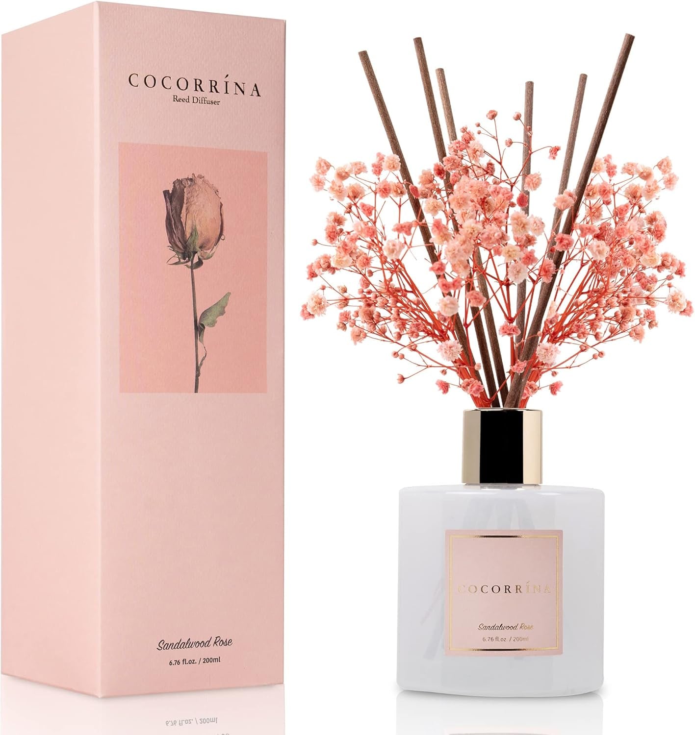Reed Diffuser Set, Clean Linen 6.7 Fl Oz Scented Diffuser with Sticks Home Fragrance Reed Diffuser for Bathroom Shelf Decor