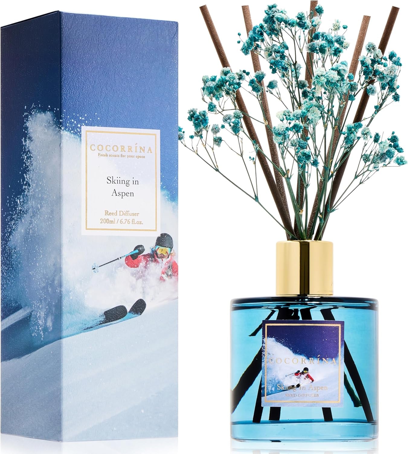 Reed Diffuser Sets, 6.7 Fl Oz. Black Forest Diffuser with Sticks Home Fragrance Reed Diffuser for Bathroom Shelf Decor