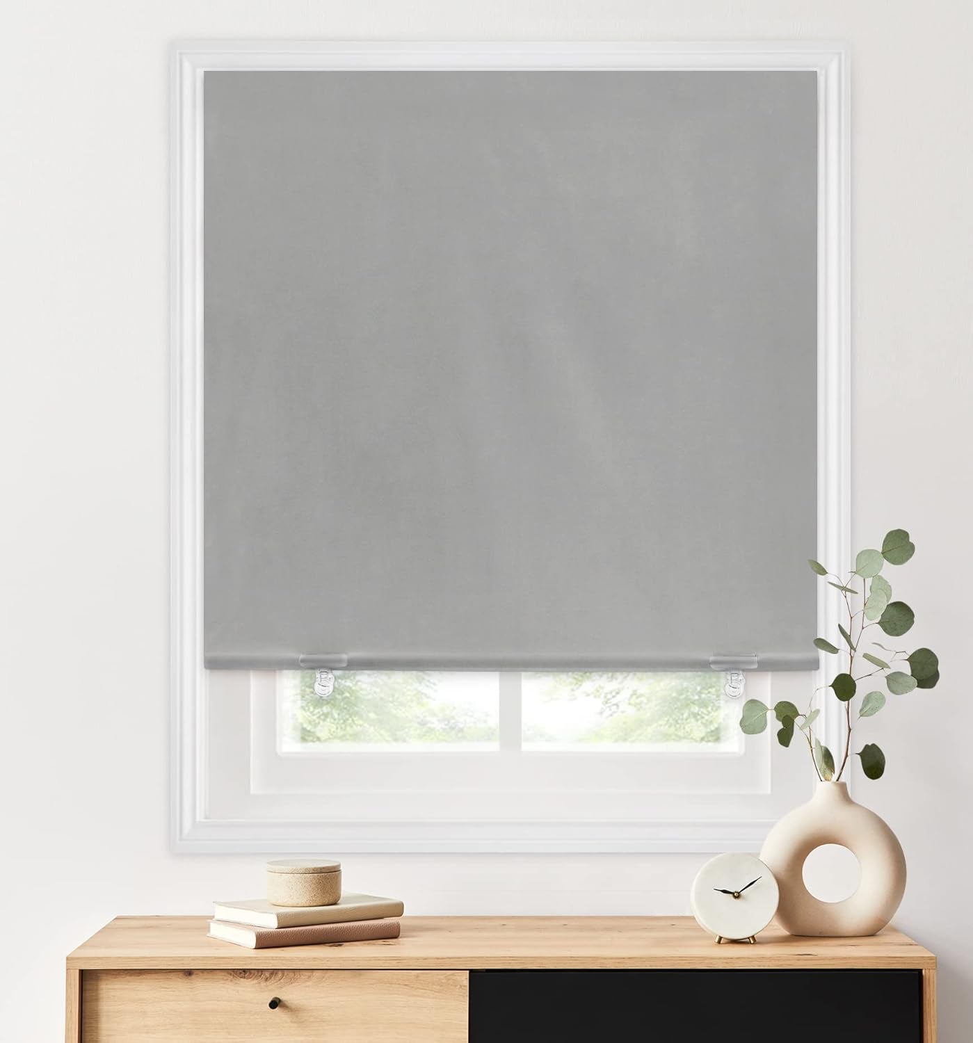100% Blackout Roller Shades, No Tools No Drill Cordless Blinds for Windows, Thermal Insulated UV Protection Privacy Window Shades for Bedroom (36''W X 72''H, Black)