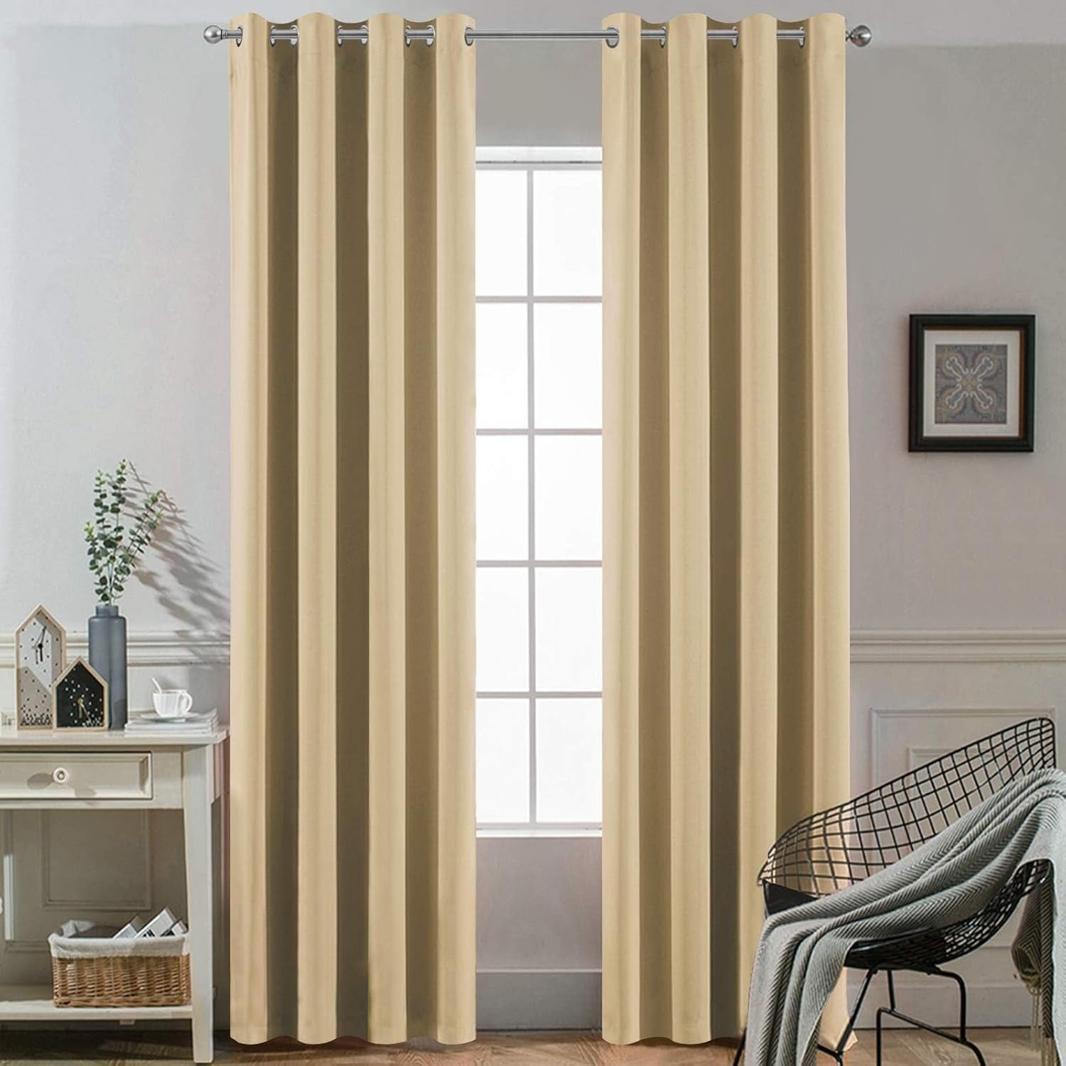 Room Darkening Gray Blackout Curtains 84 Inch Long Light Blocking Thermal Insulated Window Treatment Grommet Drapes for Bedroom Living Room, 52W X 84L, Grey Curtains, 2 Panels