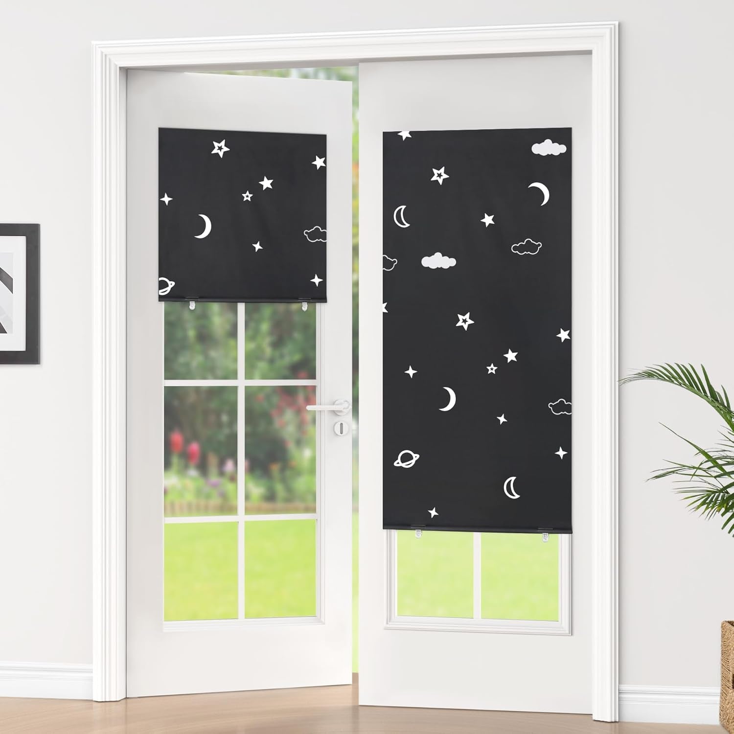 100% Blackout Roller Shades, No Tools No Drill Cordless Blinds for Windows, Thermal Insulated UV Protection Privacy Window Shades for Bedroom (36''W X 72''H, Black)