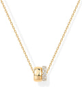 14K Gold Plated Pendant Necklace for Women | Two Distinct Rondelle Pendants with Cubic Zirconia | Sliding Chain Pendant | Trendy Fashion Jewelry