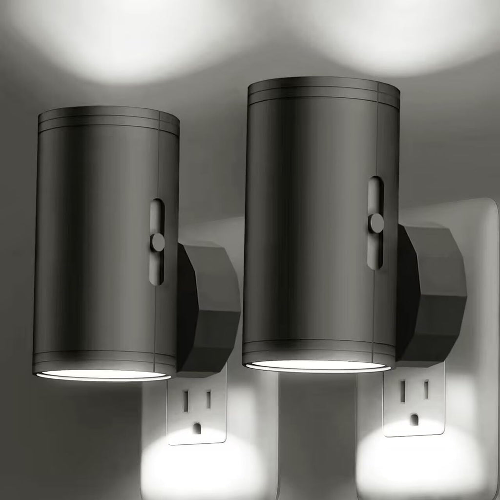 LED Night Lights Plug into Wall, Dusk to Dawn Sensor,5-300Lm Adjustable Brightness, Soft White 3000K,Dimmable Night Lights for Kitchen,Hallway Bedroom,Stairs, 2 Pack