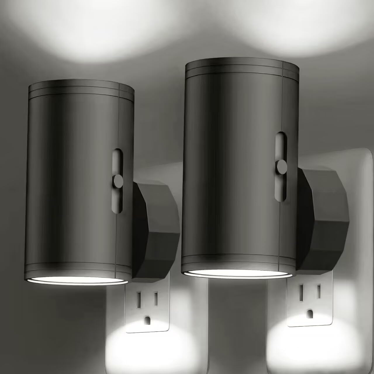 LED Night Lights Plug into Wall, Dusk to Dawn Sensor,5-300Lm Adjustable Brightness, Soft White 3000K,Dimmable Night Lights for Kitchen,Hallway Bedroom,Stairs, 2 Pack