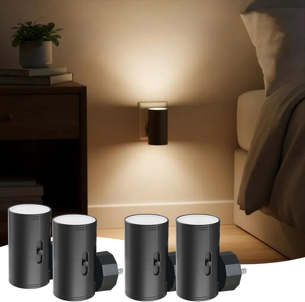 LED Night Lights Plug into Wall, Dusk to Dawn Sensor,5-300Lm Adjustable Brightness, Soft White 3000K,Dimmable Night Lights for Kitchen,Hallway Bedroom,Stairs, 2 Pack