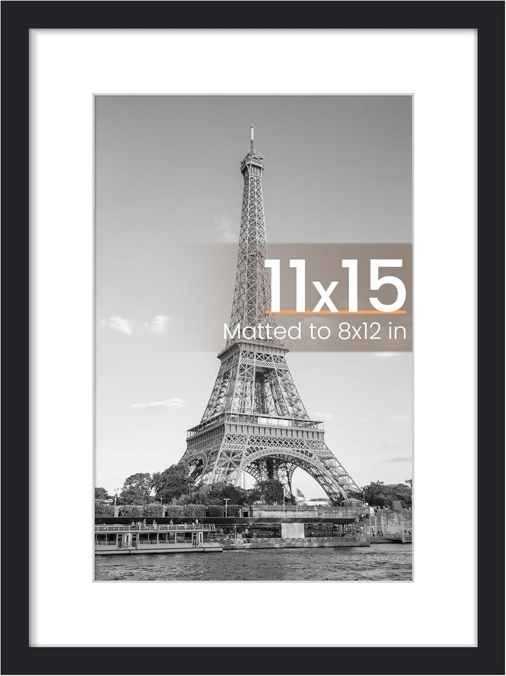11x14 Black Picture Frame – Wall Hanging with Mat Option