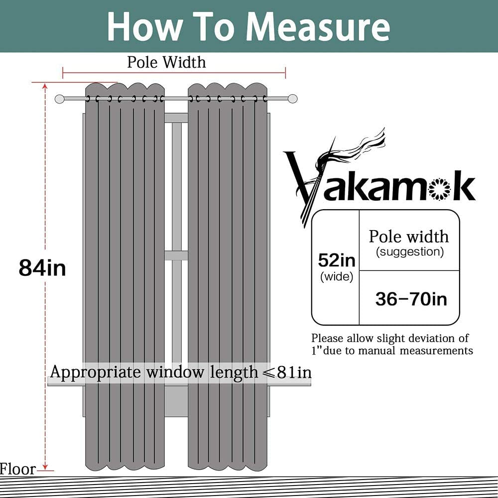 Room Darkening Gray Blackout Curtains 84 Inch Long Light Blocking Thermal Insulated Window Treatment Grommet Drapes for Bedroom Living Room, 52W X 84L, Grey Curtains, 2 Panels