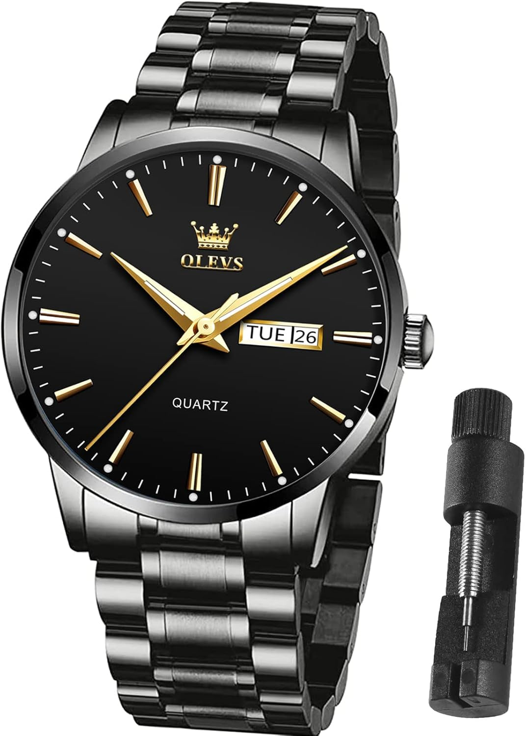 Mens Gold Watches Waterproof Stainless Steel Lightweight Watch with Date Classic Luxury Dress Watch for Men Gold White Blue Green Dial