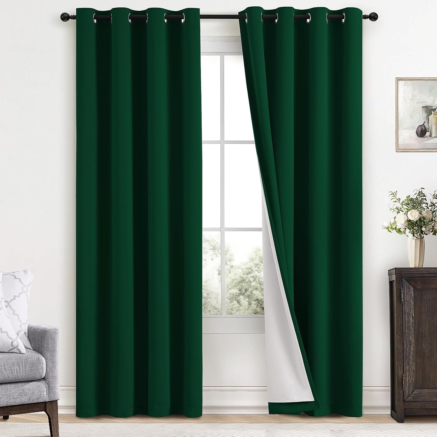 Room Darkening Gray Blackout Curtains 84 Inch Long Light Blocking Thermal Insulated Window Treatment Grommet Drapes for Bedroom Living Room, 52W X 84L, Grey Curtains, 2 Panels