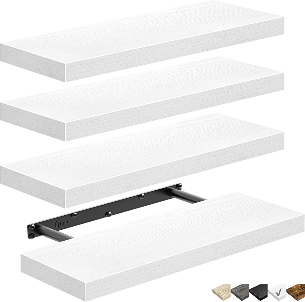 Floating Shelves for Wall Bathroom Shelf Bedroom Kitchen Living Room Hanging Book Shelves Small Farmhouse Decor 16 Inch Set of 3, Rustic Brown (015-BN3)