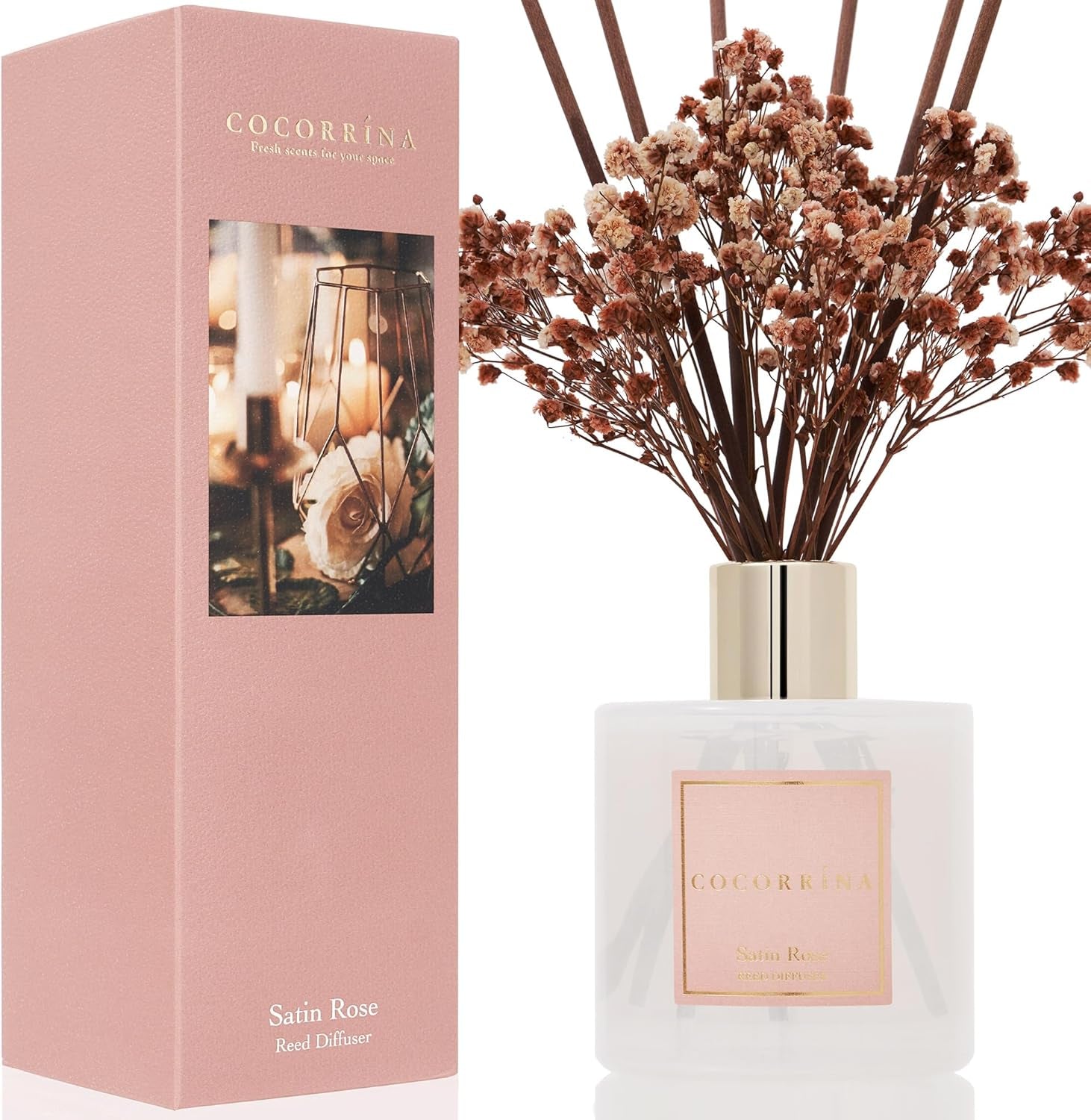Reed Diffuser Set, Clean Linen 6.7 Fl Oz Scented Diffuser with Sticks Home Fragrance Reed Diffuser for Bathroom Shelf Decor