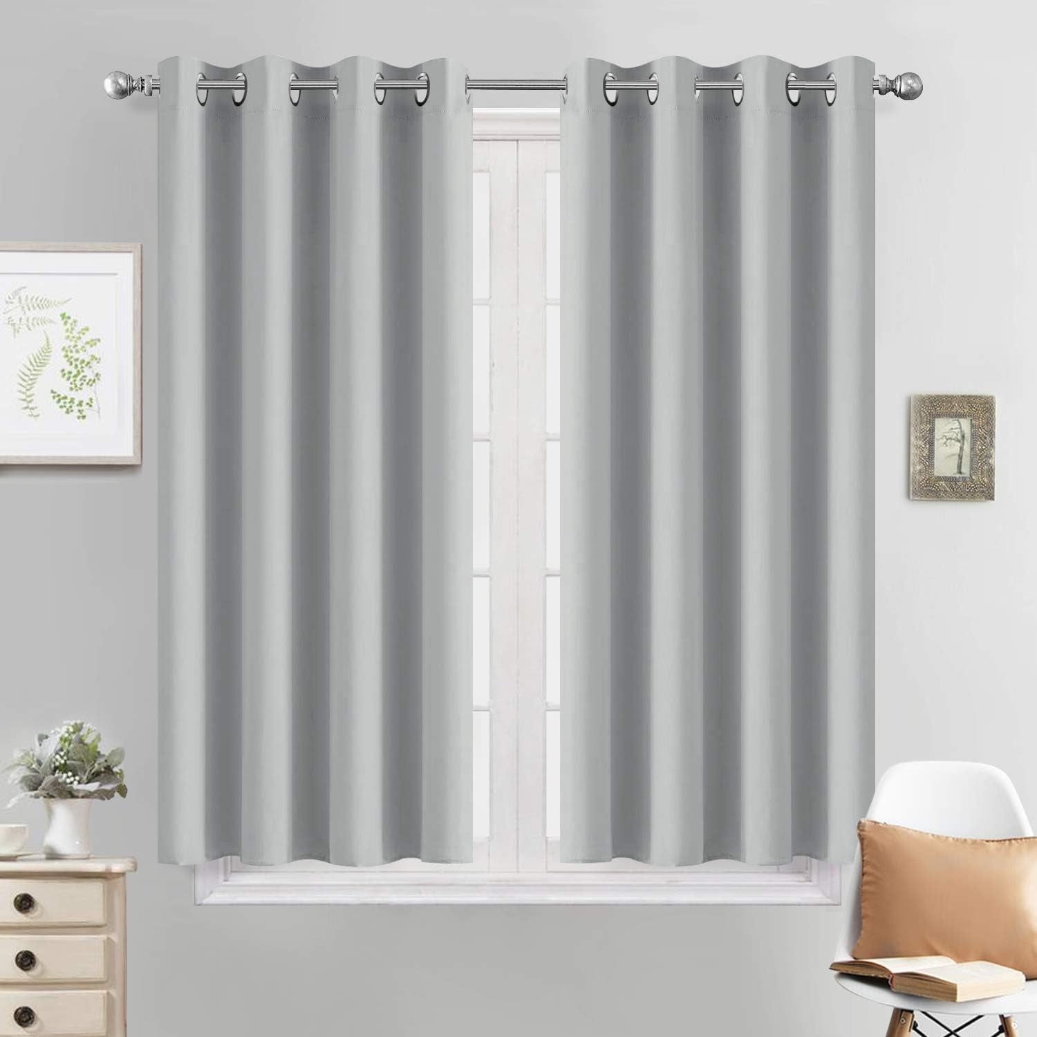 Room Darkening Gray Blackout Curtains 84 Inch Long Light Blocking Thermal Insulated Window Treatment Grommet Drapes for Bedroom Living Room, 52W X 84L, Grey Curtains, 2 Panels