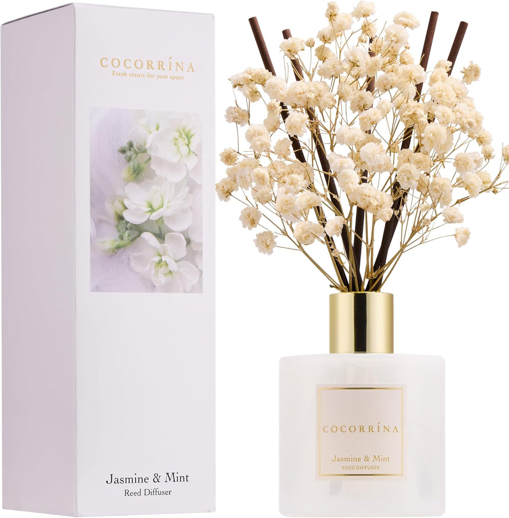 Reed Diffuser Set, Clean Linen 6.7 Fl Oz Scented Diffuser with Sticks Home Fragrance Reed Diffuser for Bathroom Shelf Decor