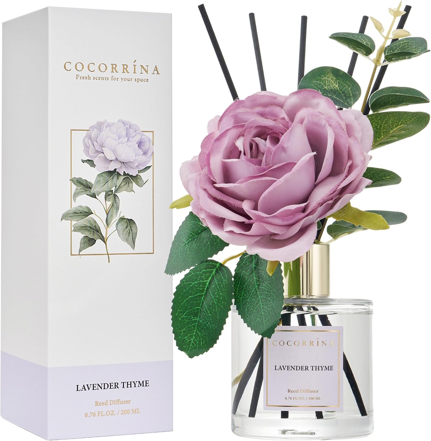 Reed Diffuser Sets, 6.7 Fl Oz. Black Forest Diffuser with Sticks Home Fragrance Reed Diffuser for Bathroom Shelf Decor