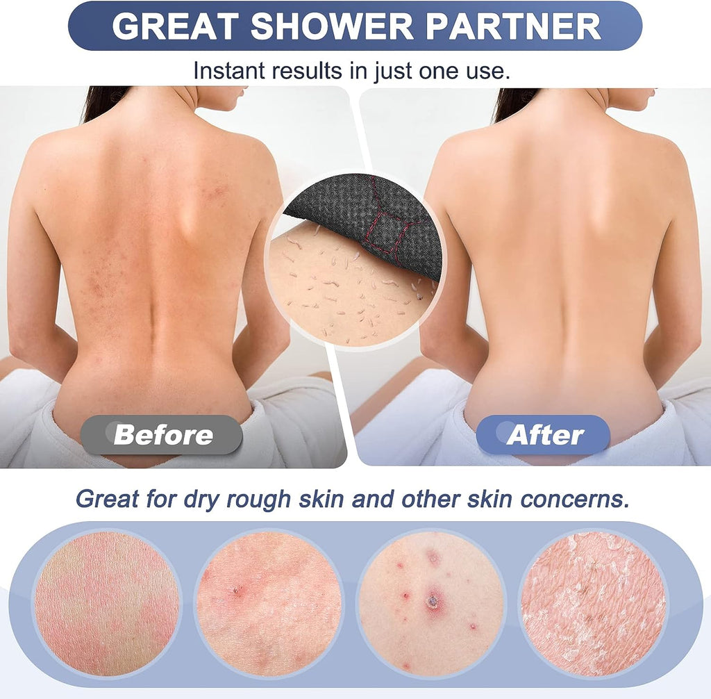 Exfoliating Back Scrubber with Handles, 38.5 Inch Double-Sided Back Exfoliator Body Scrub Towel, Exfoliating Washcloth Bath Tool for Use in Shower, Back Washer to Deep Clean Your Skin for Men & Women