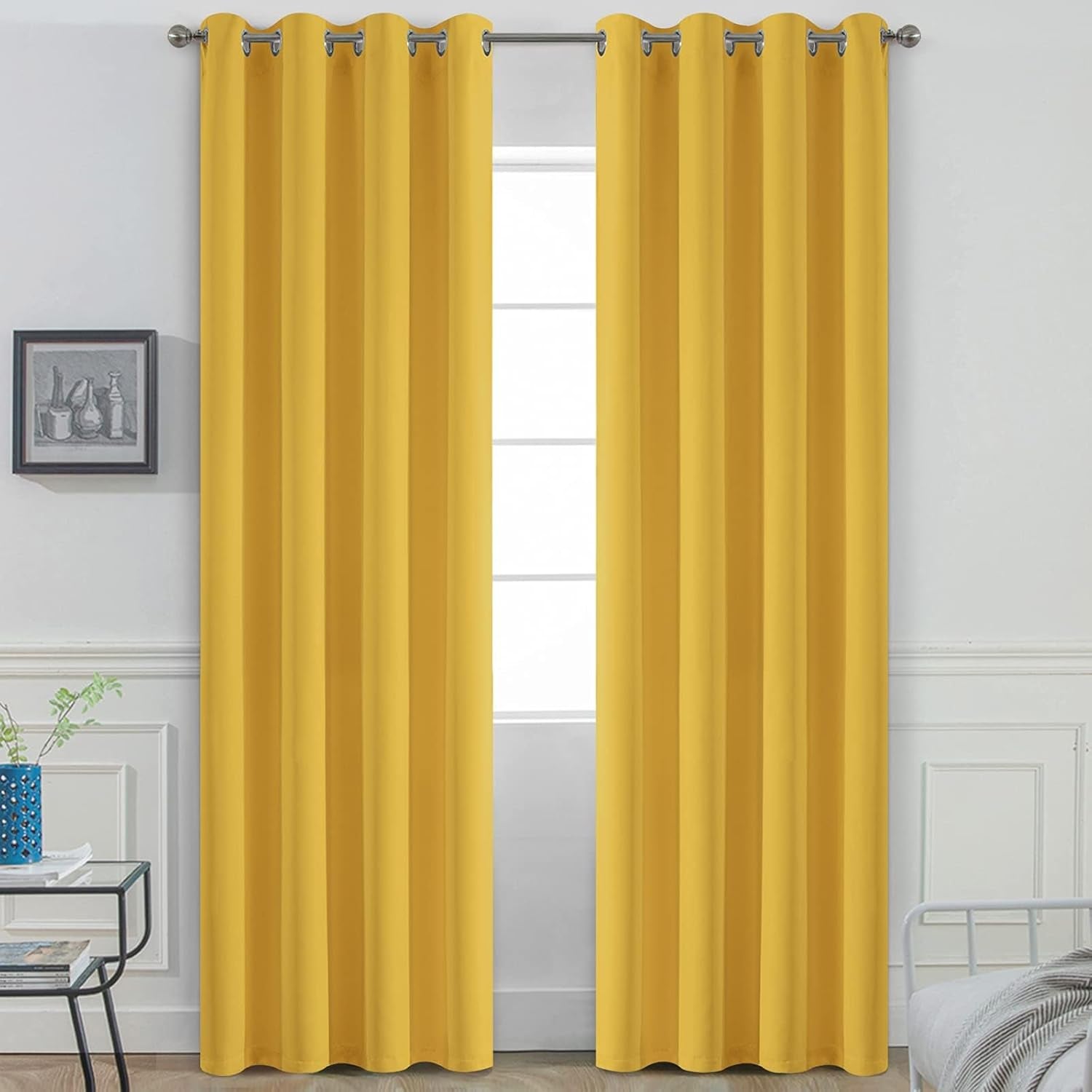 Room Darkening Gray Blackout Curtains 84 Inch Long Light Blocking Thermal Insulated Window Treatment Grommet Drapes for Bedroom Living Room, 52W X 84L, Grey Curtains, 2 Panels