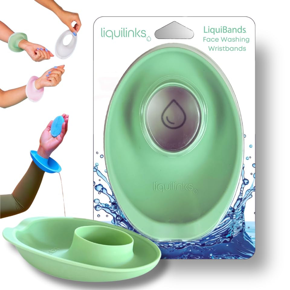 Liquibands Face Washing Wristbands – No More Wet Sleeves - Silicone Spa Bands to Catch Water Drips – Travel Accessory, Esthetician Essential, & Teen Gift for Skincare Routine (Dove Grey, 1 Pair)