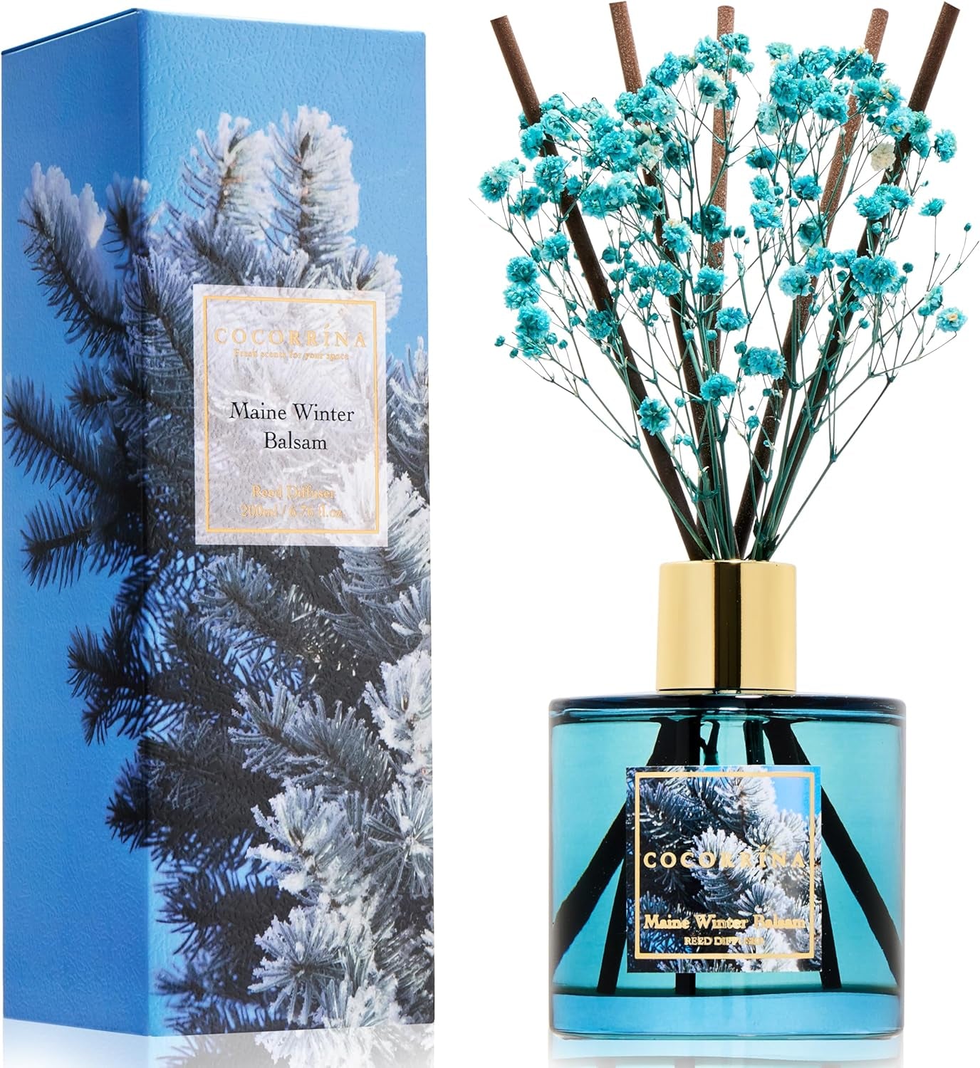 Reed Diffuser Sets, 6.7 Fl Oz. Black Forest Diffuser with Sticks Home Fragrance Reed Diffuser for Bathroom Shelf Decor